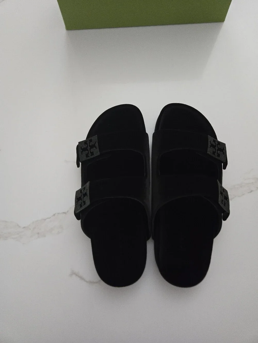 NWT Tory Burch Mellow Pave Slides - Black